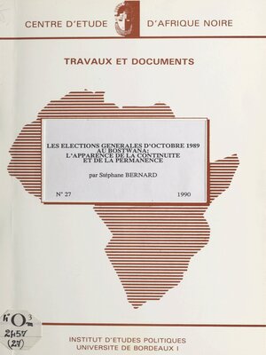 cover image of Les élections générales d'octobre 1989 au Botswana